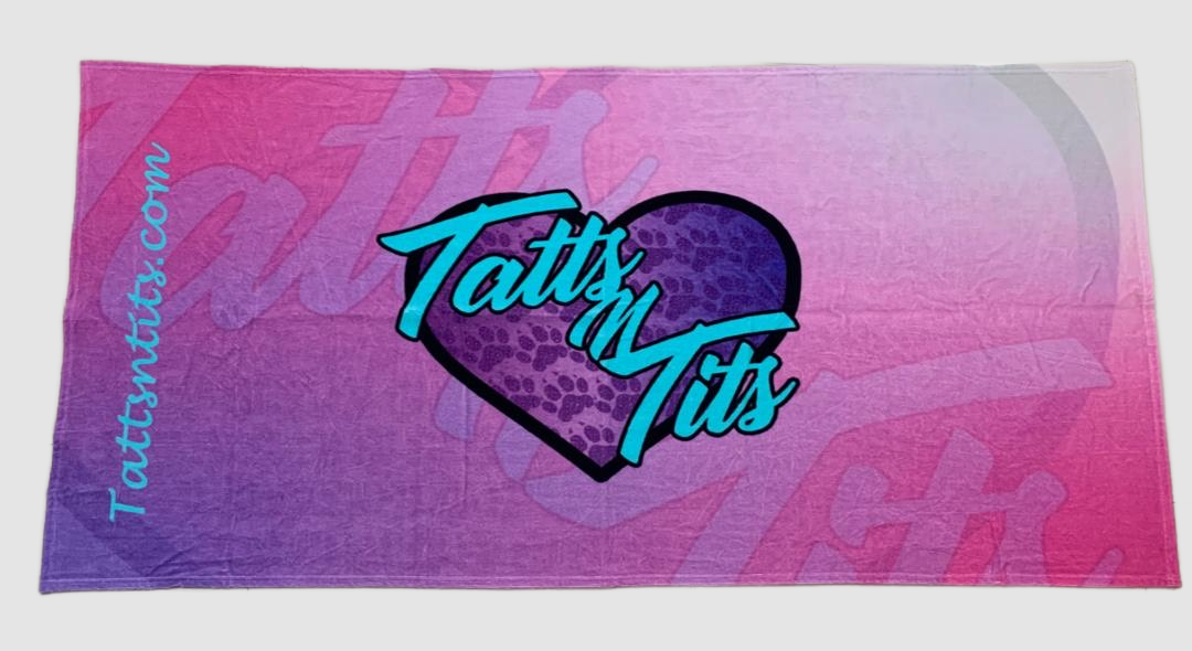 Tatts N Tits Towel-Heart Logo